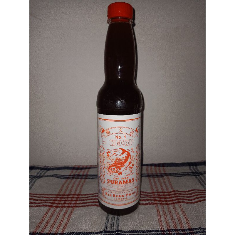 

kecap asin cap ikan suramas kemasan botol plastik