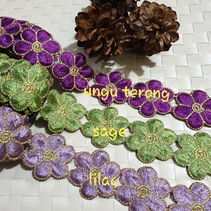 Renda Bordir Melati Liss Mas/1 yard=90 cm