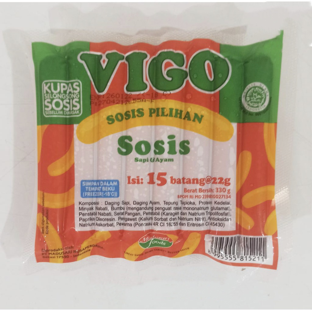 

Vigo Sosis Sapi dan Ayam Isi 15 pcs