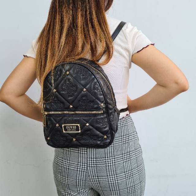 (WODB) Tas shanina backpack gb fashion emboss logo grey black ori