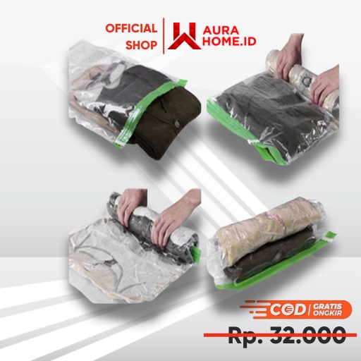 Tas Travel Organizer Plastik Vakum Kompresi 1 PCS / Kantong Bungkus Pembungkus Press Vacuum Vakum Va