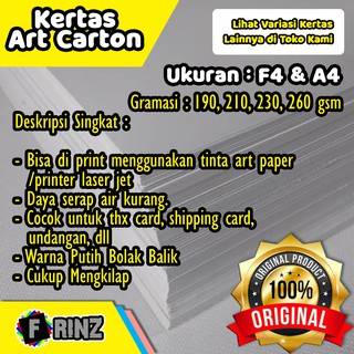 Karton Art Carton Karton Art Paper F4 A4 / Cartoonart High Quality 190 210 230 260 Gsm