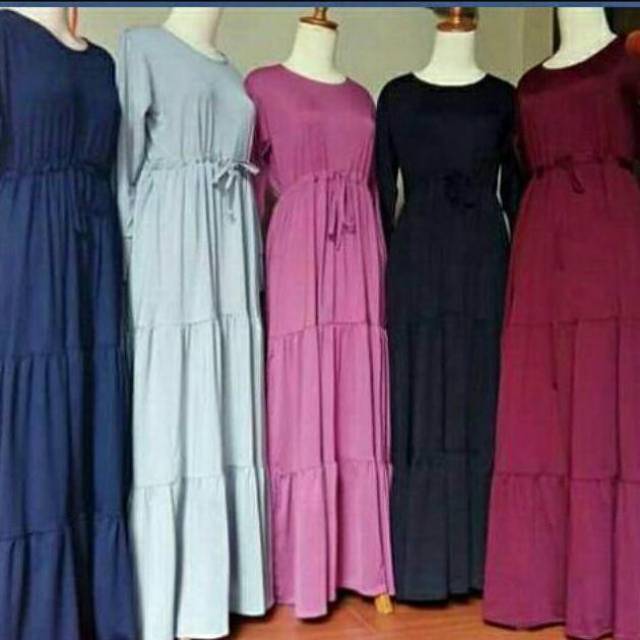 [Fashion Muslim] Gamis JERSEY CANDA SUSUN premium | polos | tali serut | terlaris