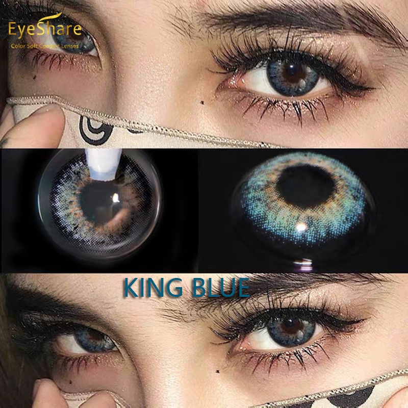 [COD] New Softlens Living Color Sweet Normal &amp; Minus(0.00) Free Lenscase Lensa Warna Kontak Lens KING BLUE/BROWN/GRAY