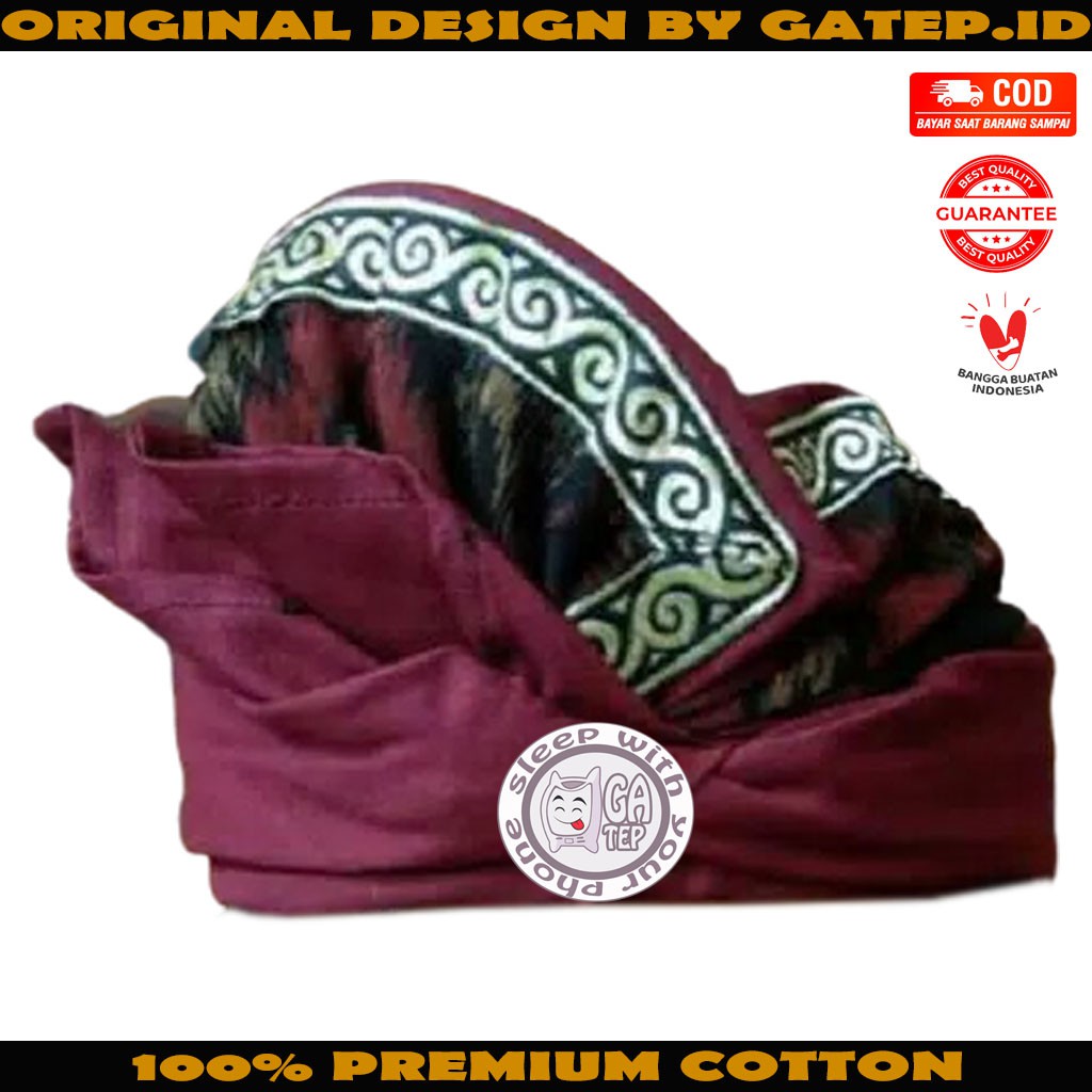 Udeng Bali Marun Polos Lis Songket Keong Setengah Jadi / Ikat Kepala Bali / Topi Bali / Blangkon Bal