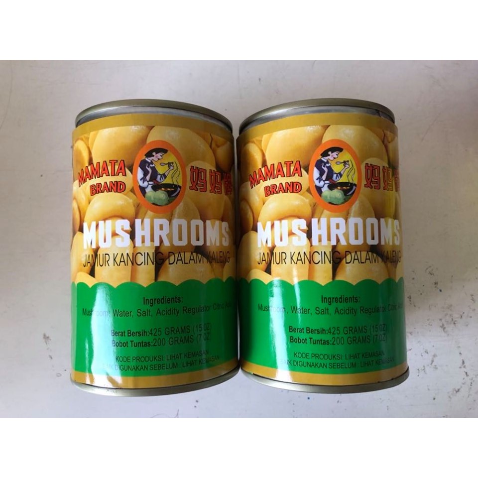 Mamata Brand Mushroom Besar/ jamur kancing kaleng/ whole mushroom 425g