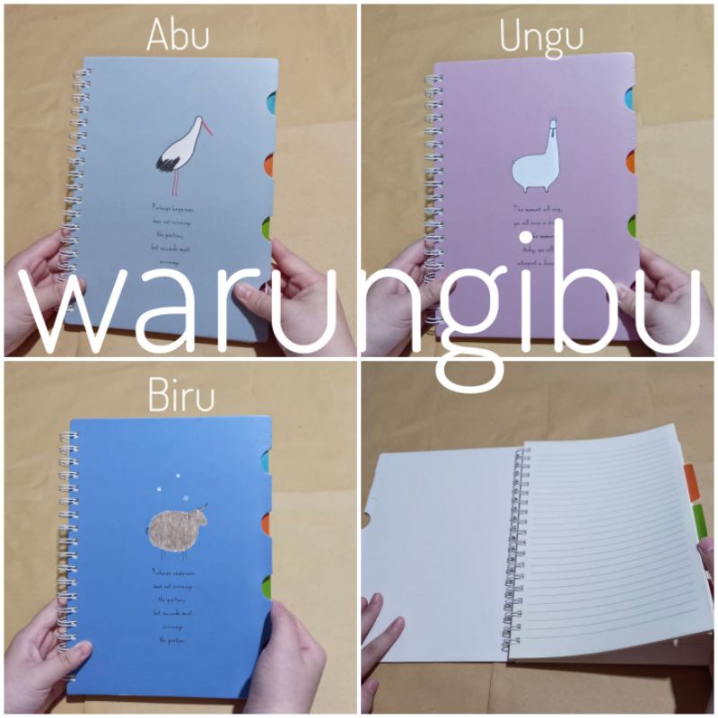 

Simple Spiral Ruled Divider Notebook Buku Tulis Agenda Hard Cover