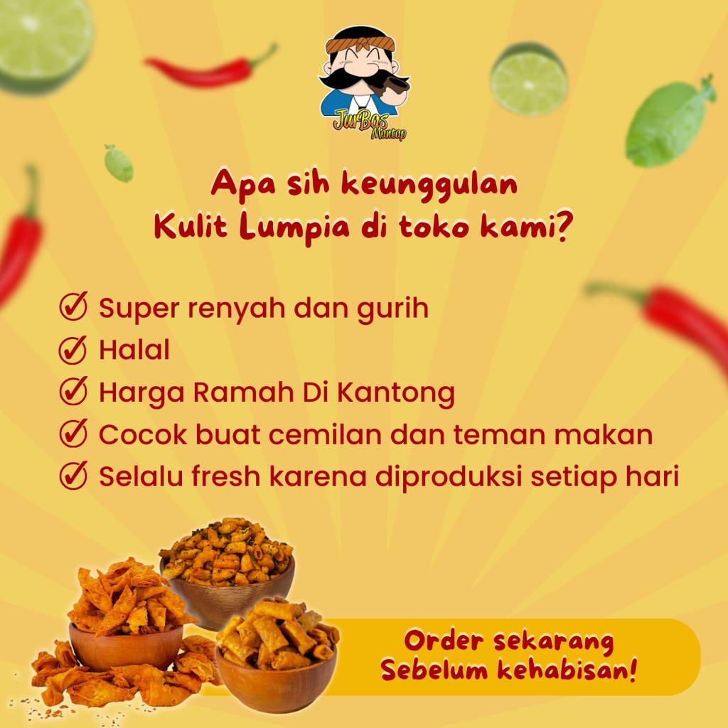 Kulit Lumpia Goreng Rasa Balado Juragan Basreng 100gr Makanan Ringan (Kulpi)