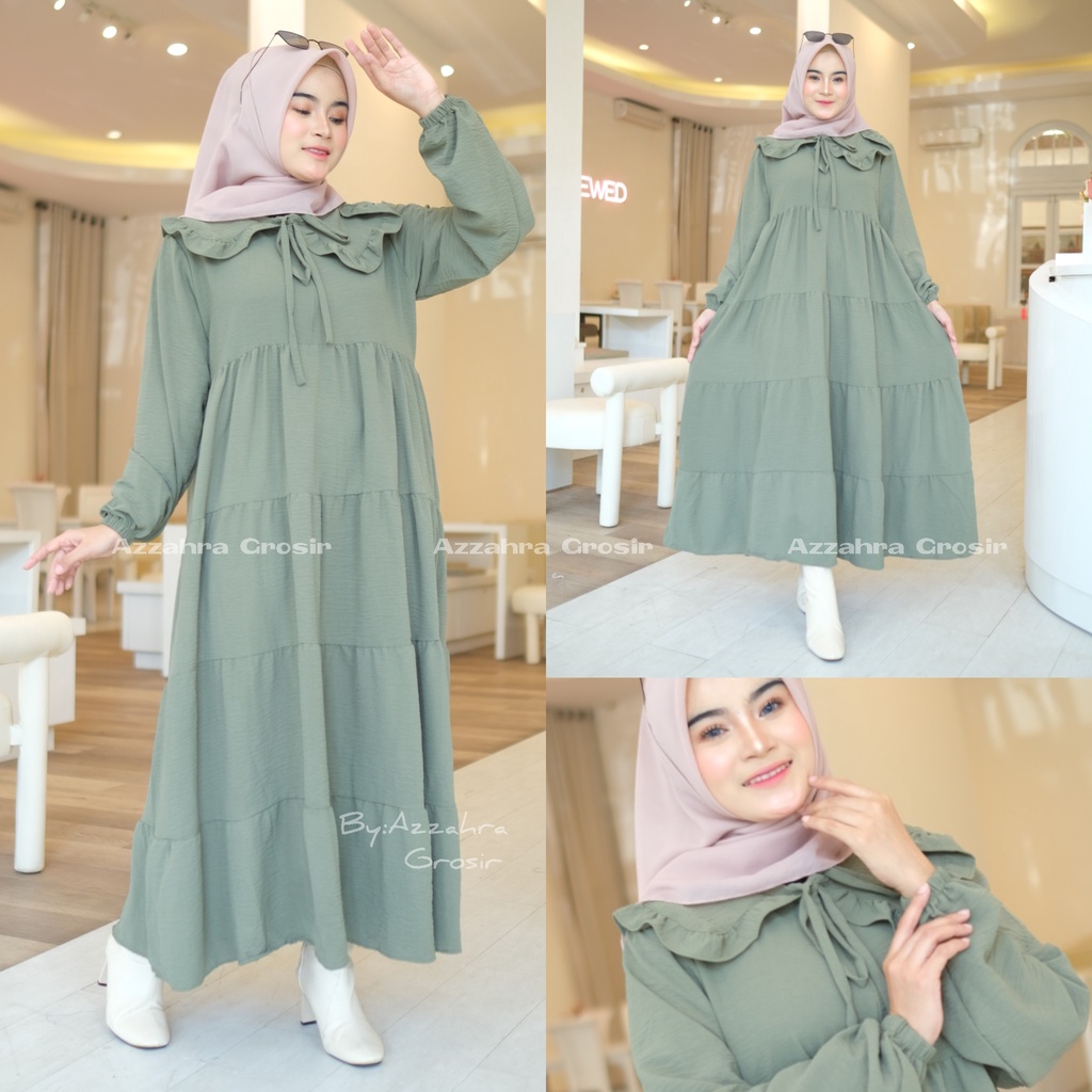 Marica Midi Dress Ld 104 - Dress Crinkle AirFlow Jumbo Bigsize Oversize Busui Bumil / R.1 - 335-6764