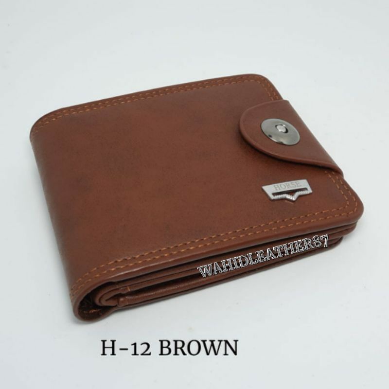 DOMPET PRIA KANCING MAGNET KULIT PU H KINGDOM H-12-Brown