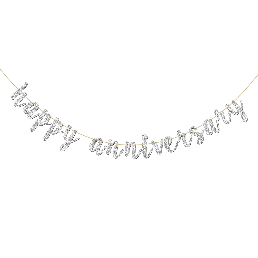 Banner Happy Anniversary Gold Silver GROSIR PRAKARYA MALANG Sambung Laser Cut Dekorasi Ucapan Perayaan Party Alat Pesta Bride Balloon Hias Hiasan Dekor Dekorasi Decoration Peralatan Perlengkapan Warna Color Colorful Satuan Craft Crafting