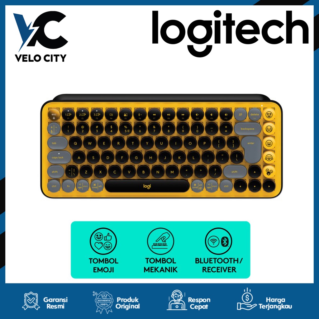 Logitech POP Keys Keyboard Wireless Mechanical Compact, Emoji Keys