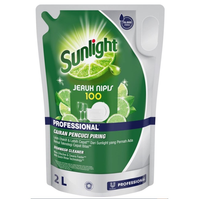 Sunlight Professional Lime Pouch Sabun Cuci Piring 2 Liter