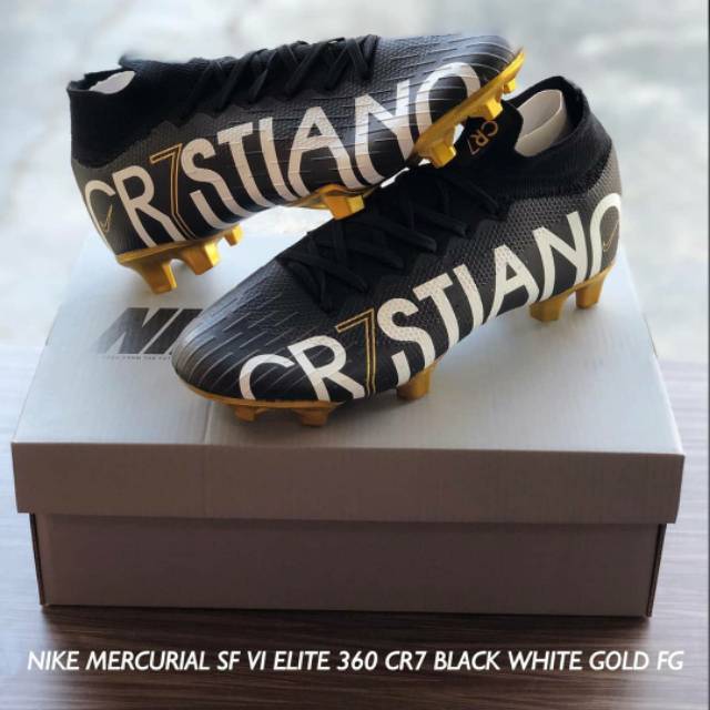 Nike Mercurial Superfly VI Elite 360 CR7 Black White Gold FG