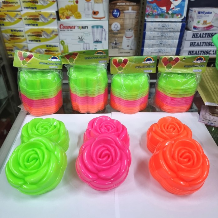 Loyang Cetakan Plastik Jumbo Rainbow Kue Nasi Kukus PutuAyu isi 12pcs - Mawar