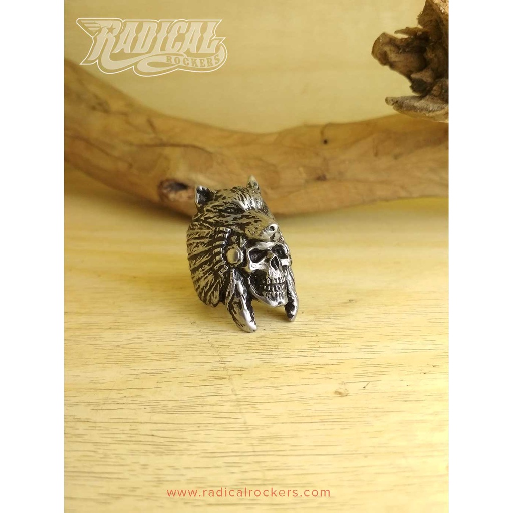 Cincin motif Indian Apache Radical Rockers Ring Pewter Aksesoris Perhiasan Vintage