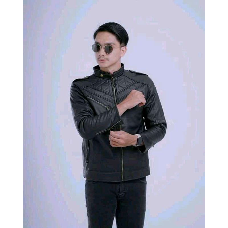 Jaket Kulit Semi Pria Model C boy Anti Air New Elegant Model Terbaru