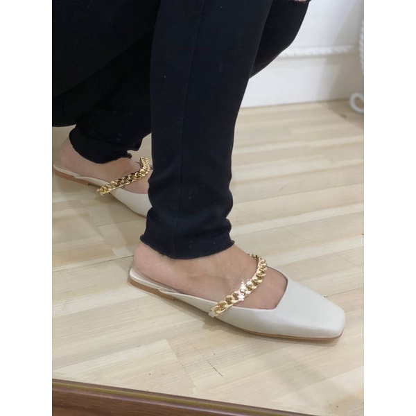 SEPATU  WANITA FLAT TALI RANTAI ZS287 SLINGBACK MULES PREMIUM IMPORT