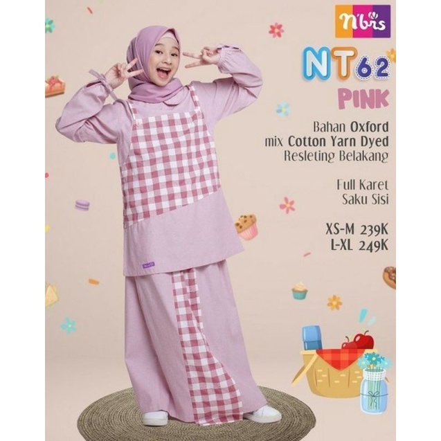 NT062 Gamis Dress Setelan Blouse Rok Anak 5 6 7 8 9 10 11 12 tahun NIBRAS