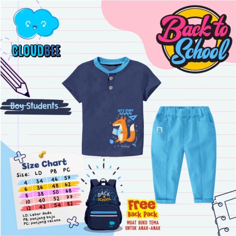 Set Back To School Free Back Pack by Cloudbee || CLOUDBEE SET BACK TO SCHOOLS + BACK PACK KEREN