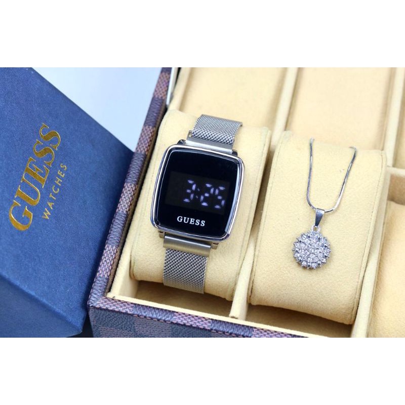 Jam tangan wanita Tali Pasir magent Free Kalung