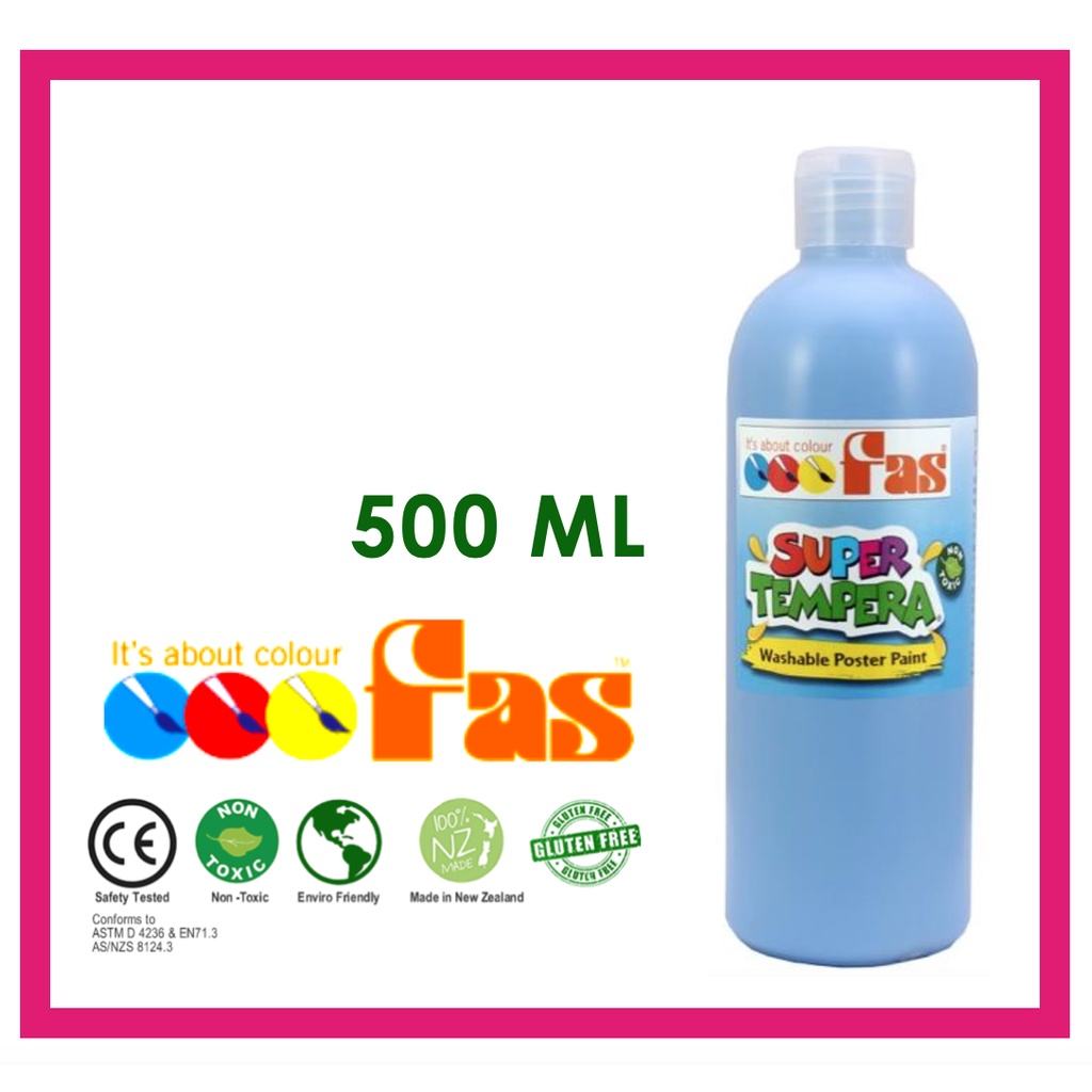 

FAS SUPER TEMPERA WASHABLE POSTER PAINT 500 ML BIRU LANGIT - SKY BLUE