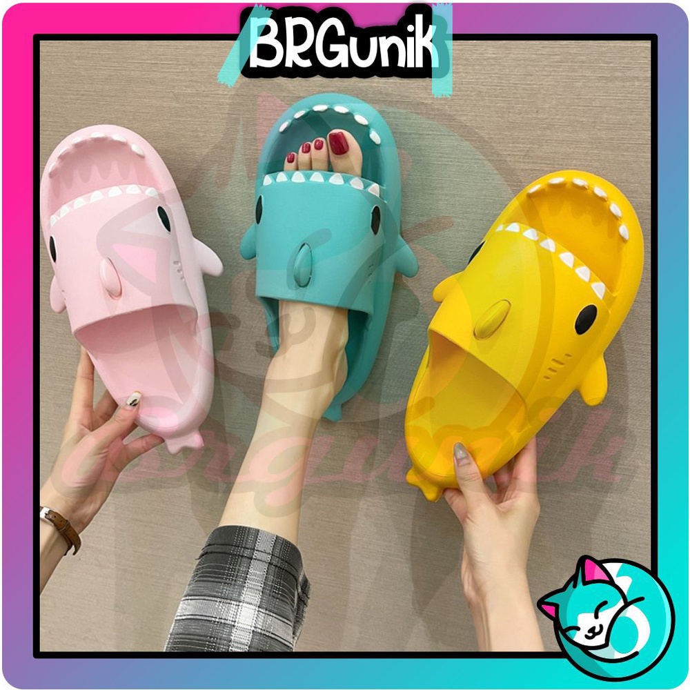 BRGUNIK Sandal Slip On Wanita Karakter Hiu Dewasa Korean Style Sendal Anti Slip Ringan R793