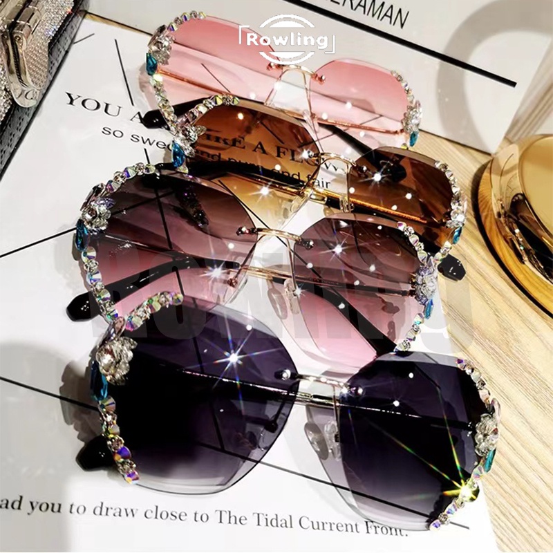 Rowling(ka-171)Kacamata  Hitam Terbaru Wanita No Frame Titanium Diamond Kacamata Fashion Murah/Kacamata Sunglasses Import Wanita Kacamata Fashion