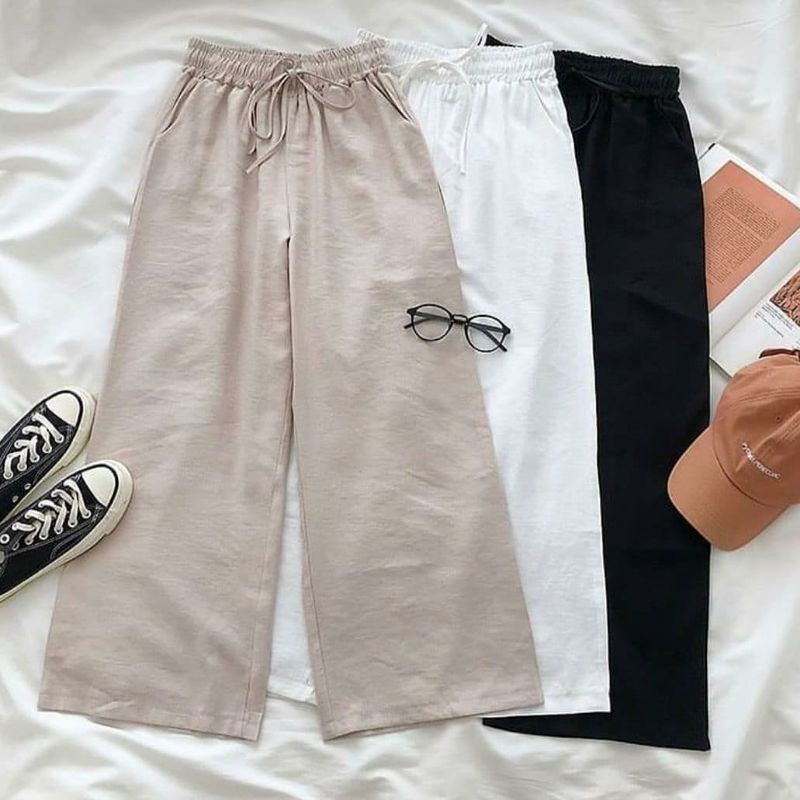 RD FASHION YUNA PANTS / KULOT UNIQLO BEBITERY DAN TWISCONE ADA KANTONG KIRI KANAN ADA BAN KARET PINGGANG WIDI LEG KULOT LOOSE CULLOTE / DAILY KULOT ANTI BENGAH JUMBO KULOT