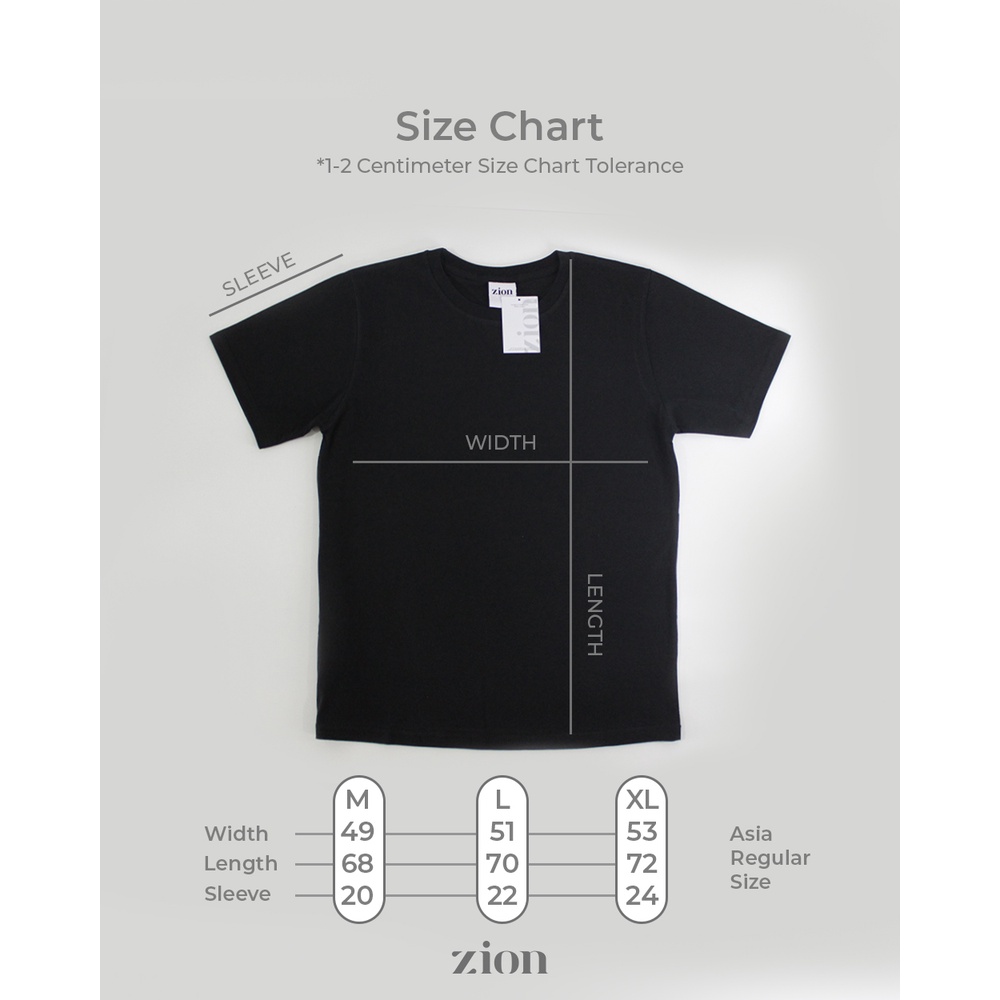 ZION Basic Kaos Polos Cotton Combed 24s - Hitam Size M-XL