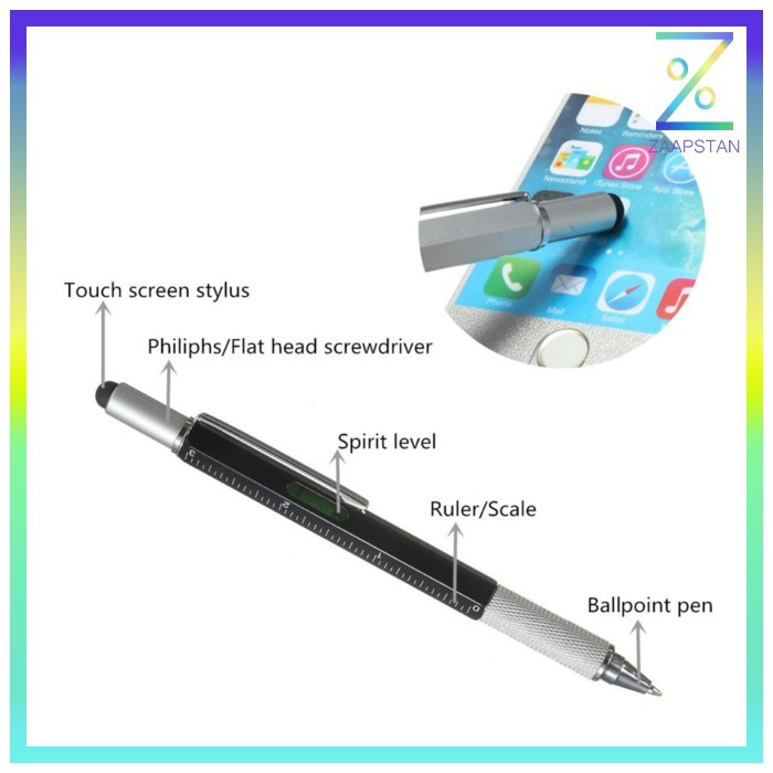 Taffware Pena Multifungsi Plastik Stylus + Penggaris +