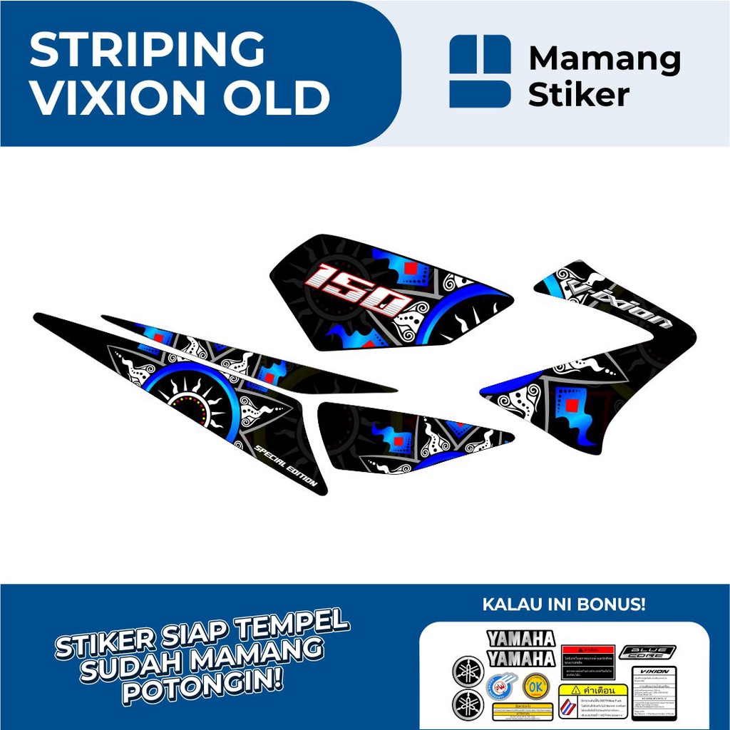 STIKER VIXION OLD VARIASI 6 ROBOT PREMIUM FULL BODY/STRIPING YAMAHA VIXION LAMA RACING/STICKER GRAFI