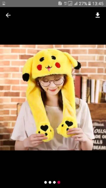 topi pikachu LED Lampu gerak kuping kelinci bunny hat