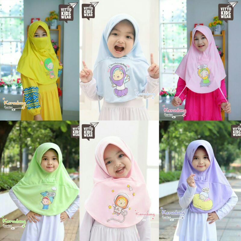 VITTO | Hijab Kids Vitto Usia 2 sd 10 th Masker Jilbab Anak Kerudung Anak Adem Lucu Berkualitas
