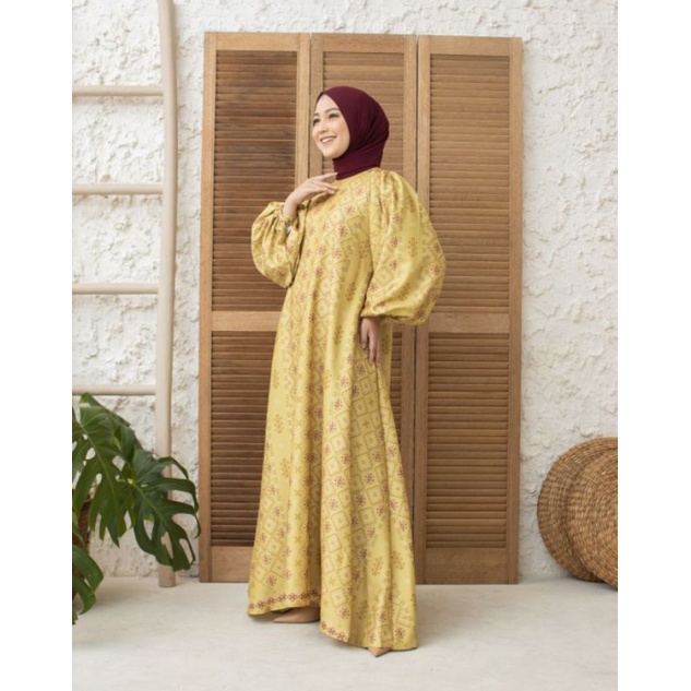 Siap Kirim Last Stock Daphne Dress Cloud Blue Lemon Grass XXL by Wearingklamby Wearing Klamby