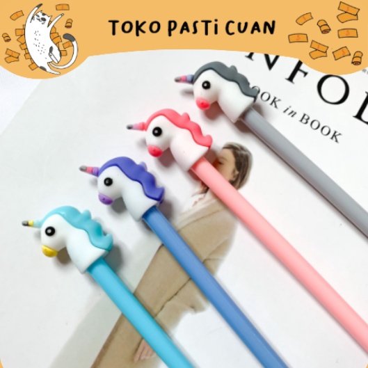 

pulen pena unicorn head tinta hitam keperluan sekolah anak atk alat tulis kantor bolpen lucu imut pen fancy lucu bisa COD termurah import