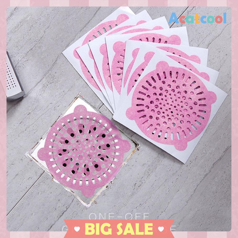 10pcs Disposable Hair Filter Drain Stickers Self-Adhesive Bath Cover Net