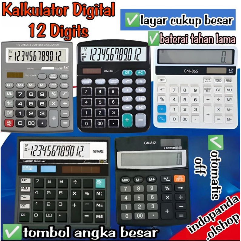 

Kalkulator 12 Digit-Kalkulator Check / Kalkulator dagang besar / Calculator ⭐ IndoPanda ⭐