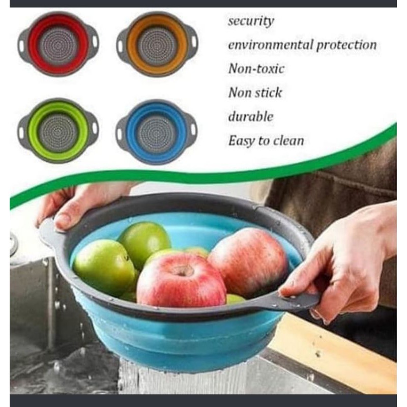 Baskom Lipat Besar Baskom Silikon Tempat Peniris Beras Buah Sayuran