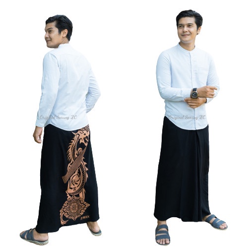 (PROMO) SARUNG BATIK DEWASA MOTIF WAYANG NU SARUNG GUS AZMI - DRAGON HITAM, All Size