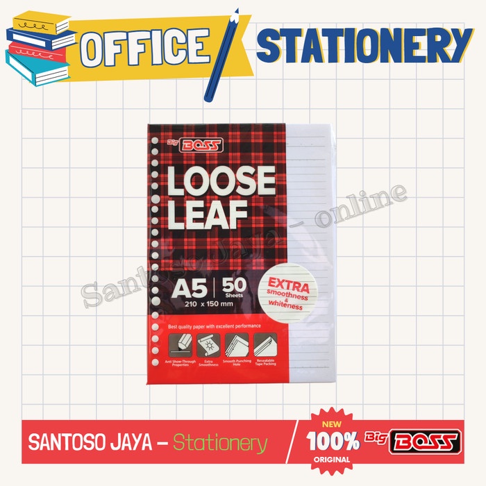 

Loose Leaf A5 BIG BOSS - Isi Binder A-5 BIGBOSS Bergaris - 50 lembar