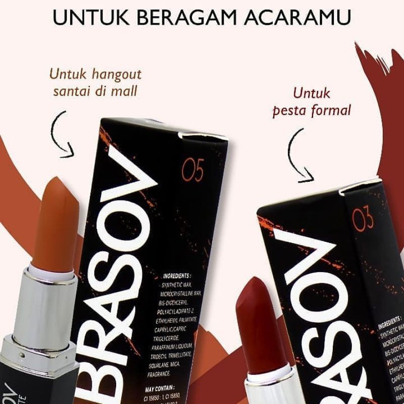 BRASOV LIPSTICK MATTE HALAL BPOM 3.8GR