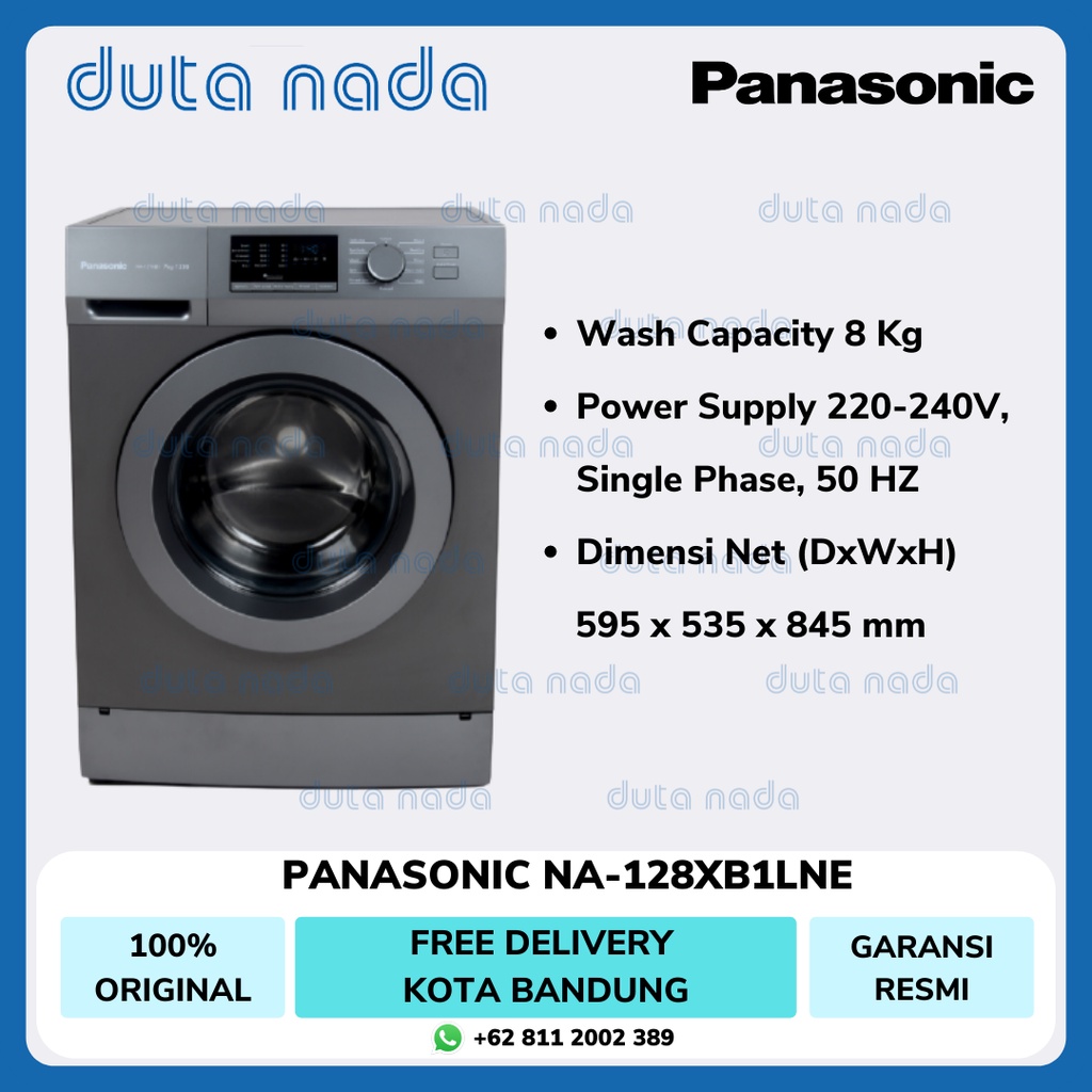 PANASONIC MESIN CUCI 1 TABUNG FRONT LOADING 8Kg NA-128XB1LNE