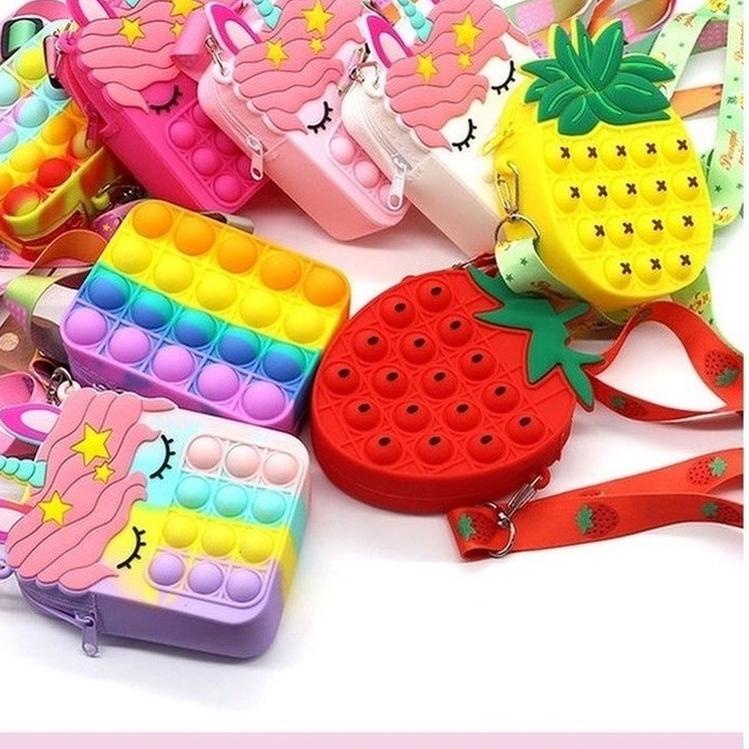 ➶ Tas Unicorn Anak Anak Pop it Sling Big Bag [INCLUDE TALI SLING] [UNICORN / FRUIT / RAINBOW] ✲