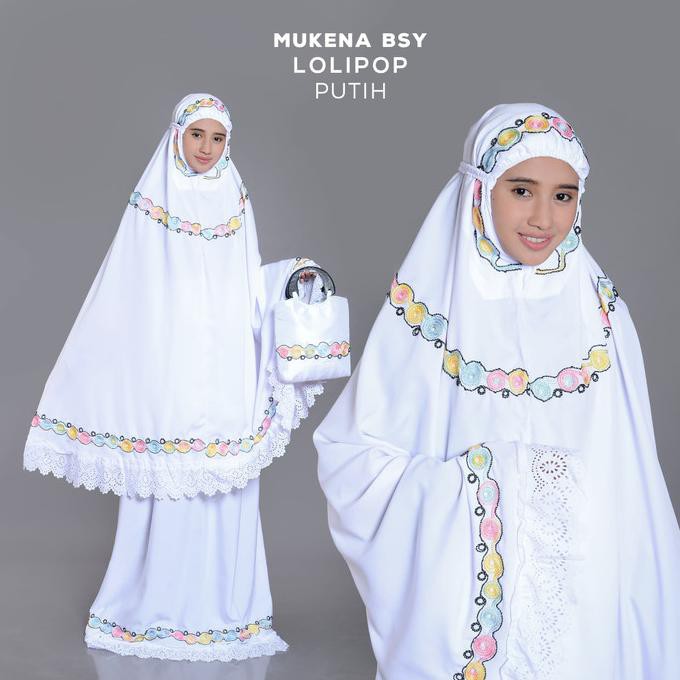 MUKENA DEWASA BSY LOLIPOP PUTIH