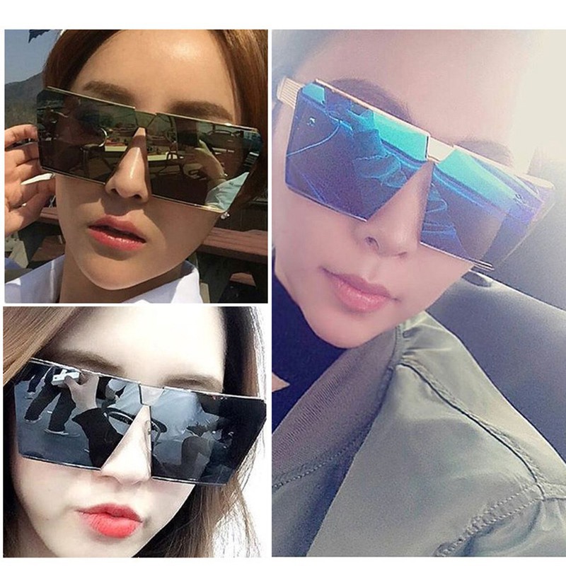 (YUZHU) Bayar di Tempat Kacamata Hitam Oversize Frame Kotak Besar Gaya Vintage untuk Pria / Wanita
