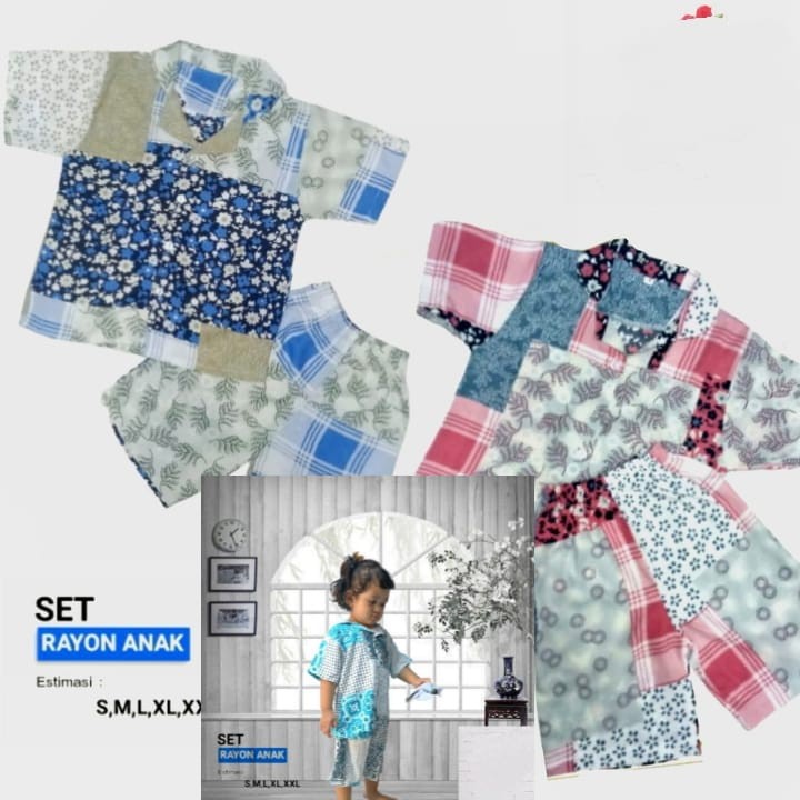 Daily Set Anak / Set Rayon / Daily Wear / Baju Anak / Piyama Rayon / Set