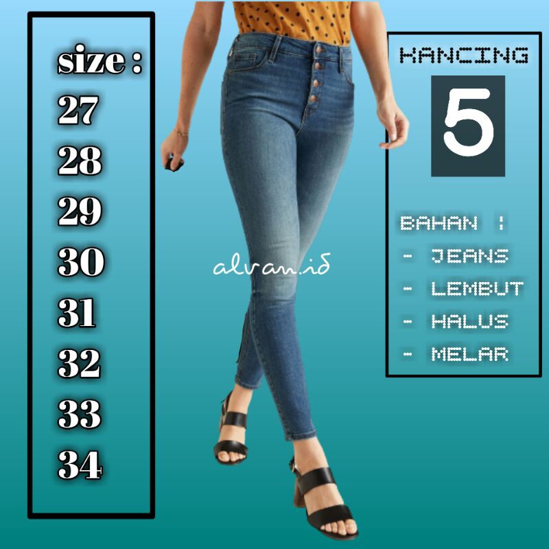 Celana Panjang Highwaist jeans . Celana Panjang HighWaist jeans Kancing 5