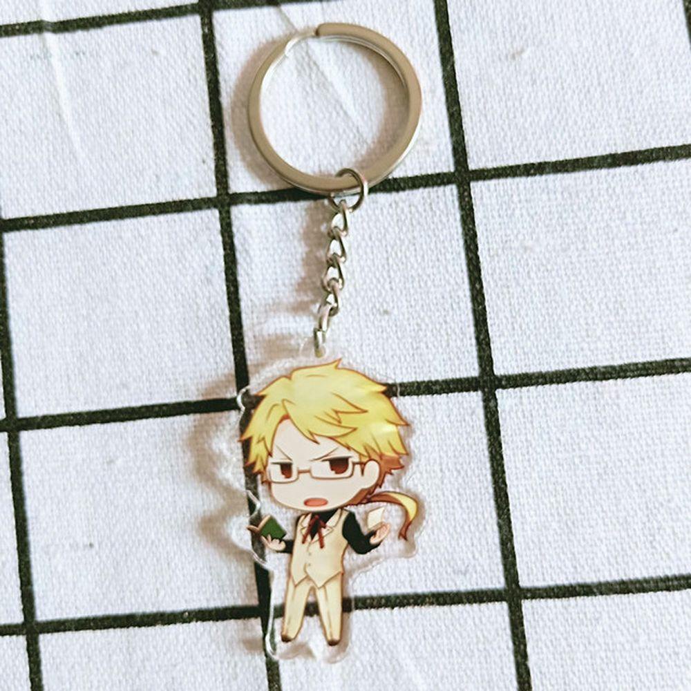 [Elegan] Bungo Stray Dogs Keyring Aksesoris Anime Dua Sisi Liontin Jepang Kartun Key Rings