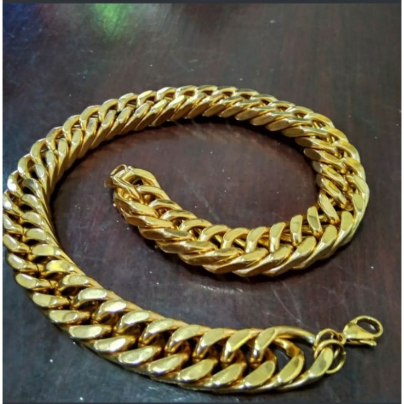 kalung pria rantai besar super big size titanium gold emas